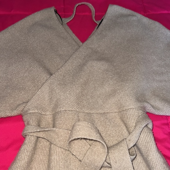 Elegant Tan Women's Sweater Dress - Picture 3 of 3